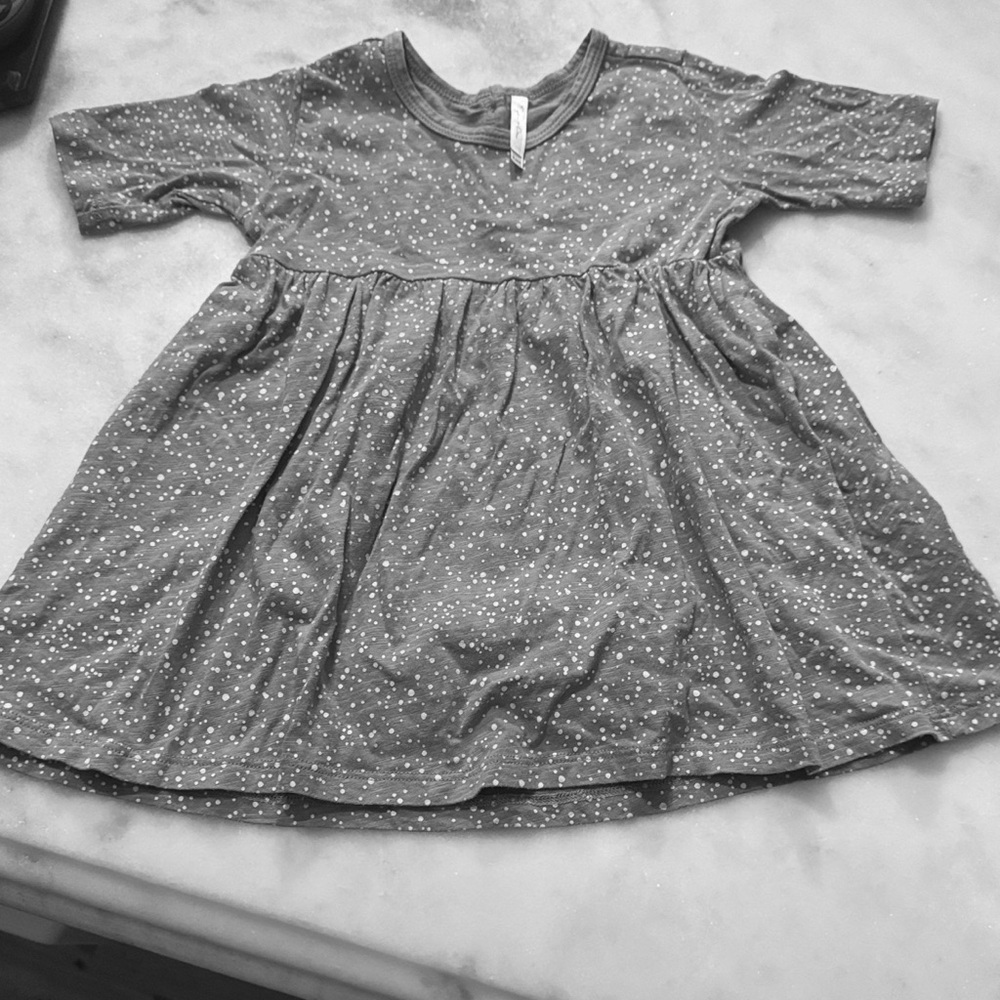 Rylee + Cru Gray/Green Speckled Kids Dress